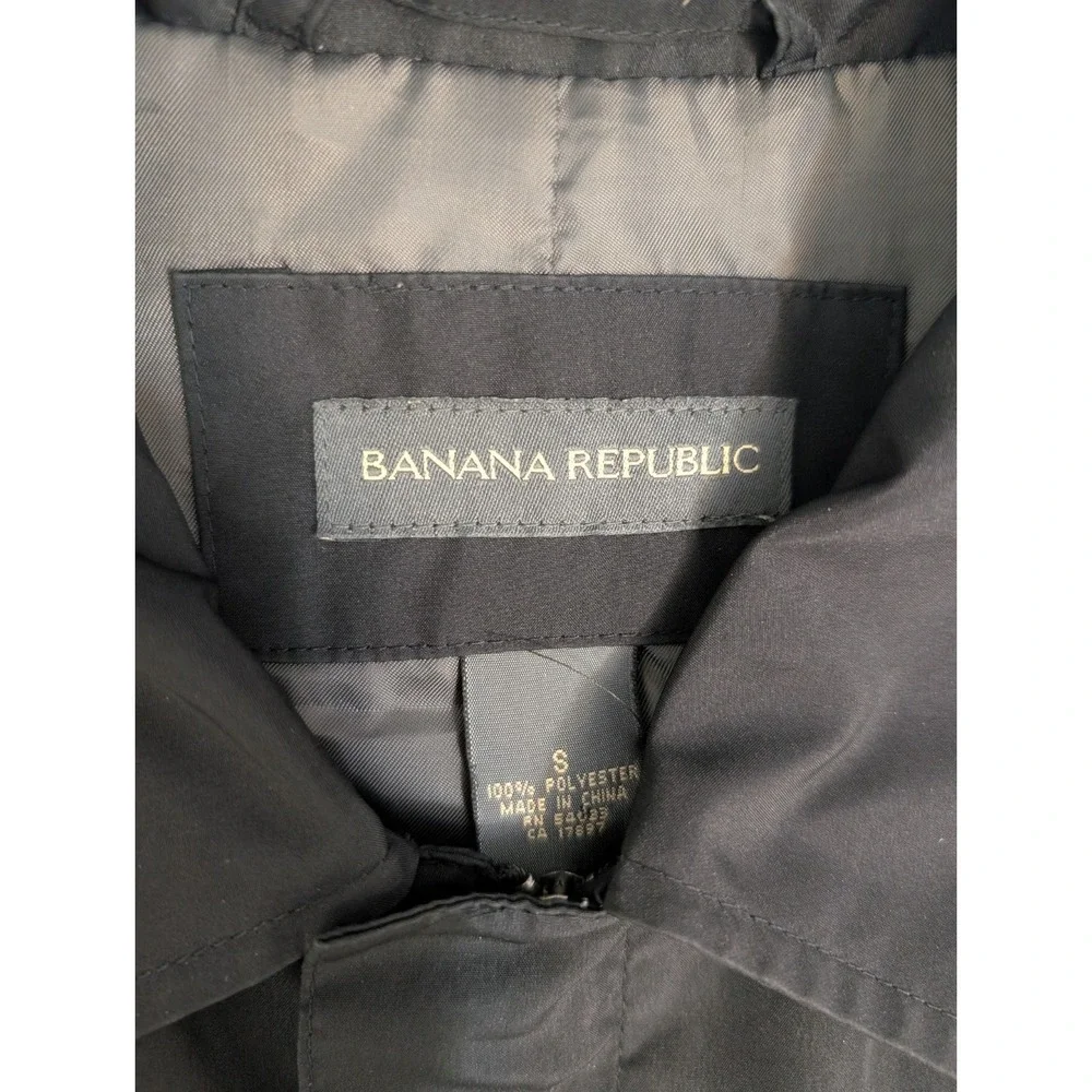 Banana Republic‎ Men's Sm Black Coat Water Resistant Trench Coat Full Zip Snap